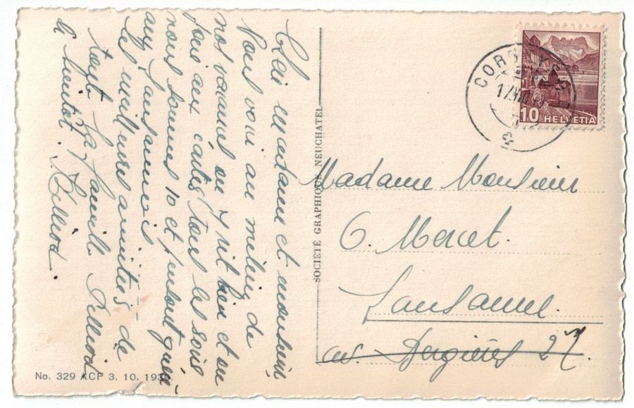 Cartoline postali: Corbeyrier, Agittes, circulée 1940 – Usato da Frauenfeld venduto da POML 1