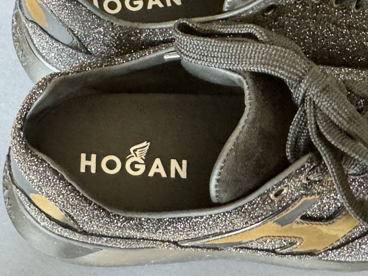 Hogan Scarpe da donna: Hogan Sneaker Gr. 38 Glitzer Schwarz, Neu! – Nuovo e nell'imballaggio originale da Aesch BL venduto da Micimacko-4 8