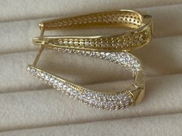 Luxus Elegante Creolen Ohrschmuck Ohrstecker Farbe:Gold Zirk