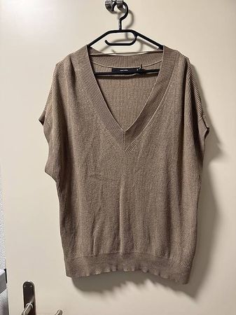 Vero Moda Damen Strickpullover Kurzarm Beige Gr. S Überga...