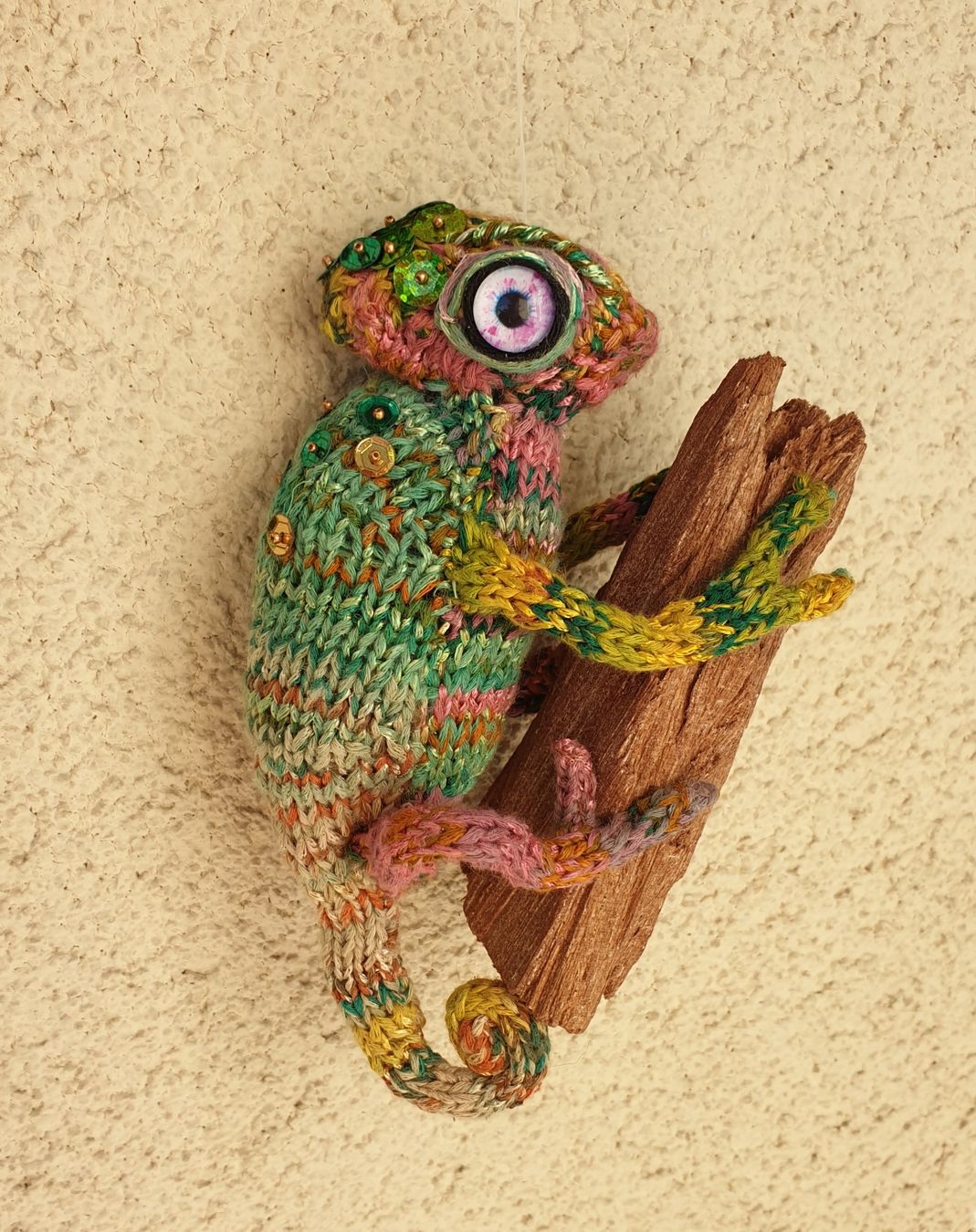 Statuette: Handgestrickten Chamäleon  OOAK Dekor – Nuovo (secondo la descrizione) da Gelterkinden venduto da Macrameed 5