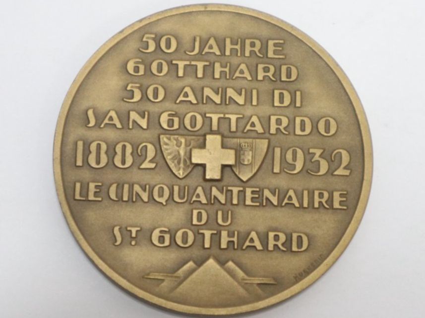 Bronze Medaille 50 Jahre Gotthard 1882-1932 2