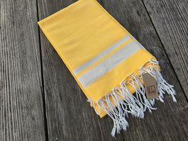 Fouta: Hammamtuch sonnengelb/blanc cassé-ANGEBOT