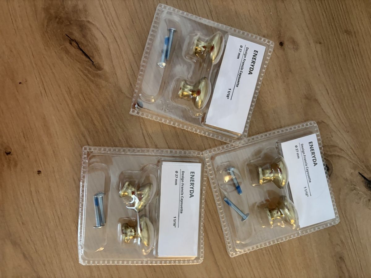 Ikea Eisenwaren: IKEA ENERYDA Knöpfe Messing 3er Pack neuwertig – Neu und originalverpackt aus Sevelen von Ch_2026_1 1