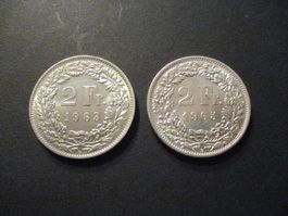 2 x 2.- Fr 1963 + 1965  Pièces magnifiques  Top du Top