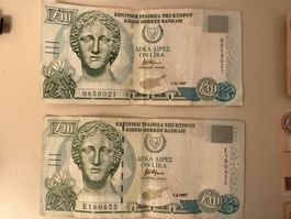 Alte Zypern Banknoten 24 Cyprus Pounds CYP – für Sammler