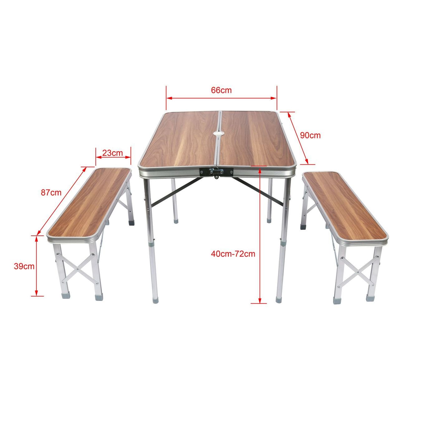 Mobili da campeggio: WilTec Alu Koffertisch 2Bänke Holzdesign – Nuovo e nell'imballaggio originale da Bottighofen venduto da zaap 1
