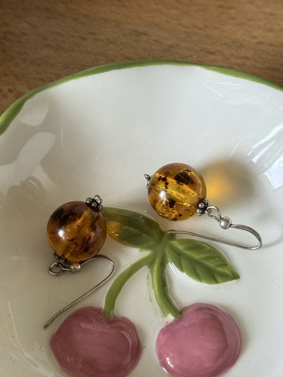 Ohrringe & -stecker: Amber Bead Drop Silver Earrings - Unique Summer Accessory – Gebraucht aus Zürich von olalinda 3
