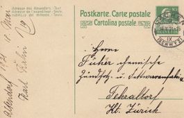 1921 153 Postkarte mit Tellbrustbild