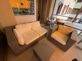 Polyrattan Garten lounge Set Sofa Sessel Tisch gebraucht