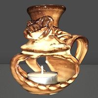 🌿Keramik Windlicht Griechische Handarbeit–Blumenornament🕯️