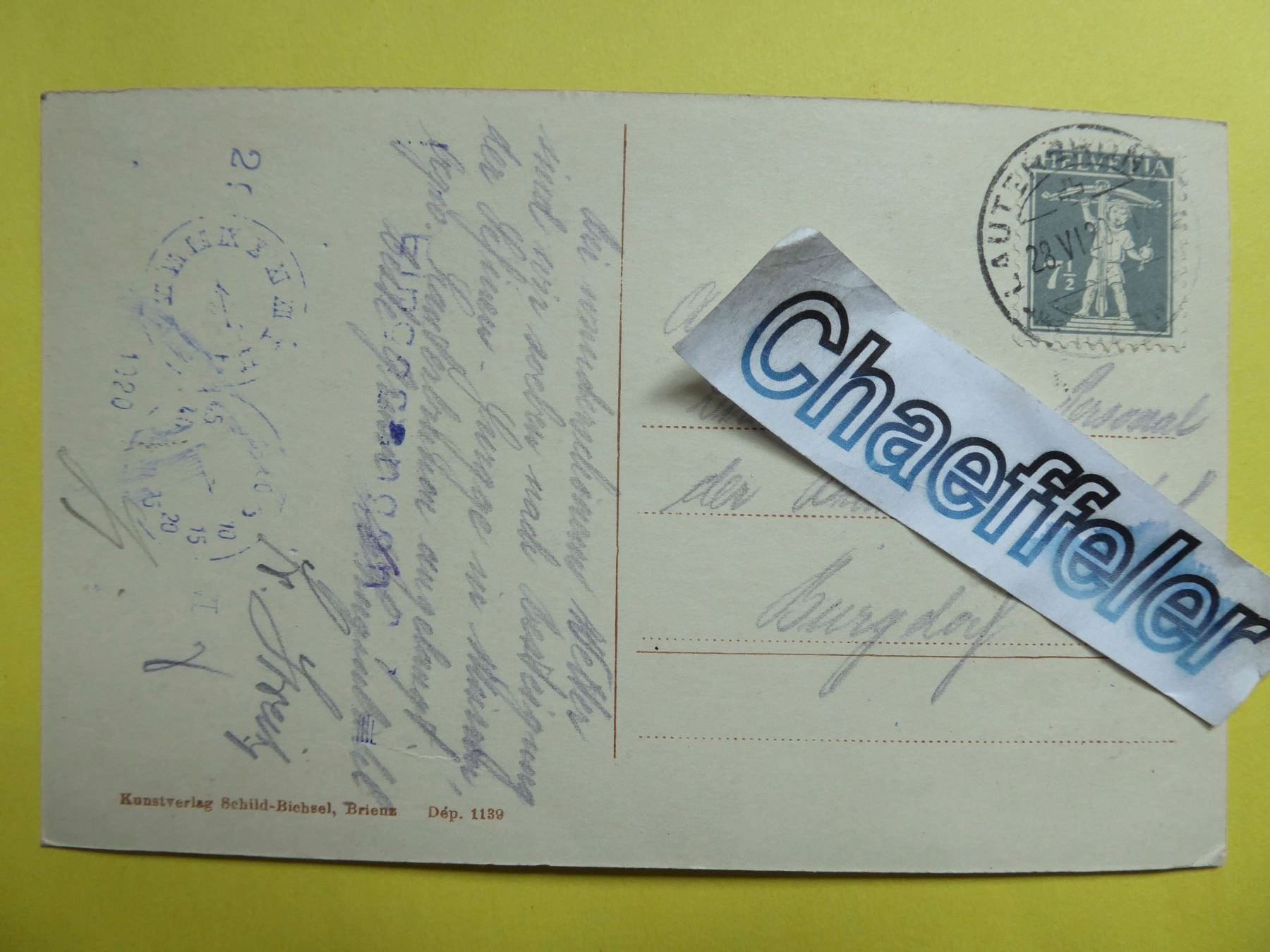 Cartoline postali: 1920 Mürren, Eiger und Mönch – Usato da Zürich venduto da Chaeffeler 1