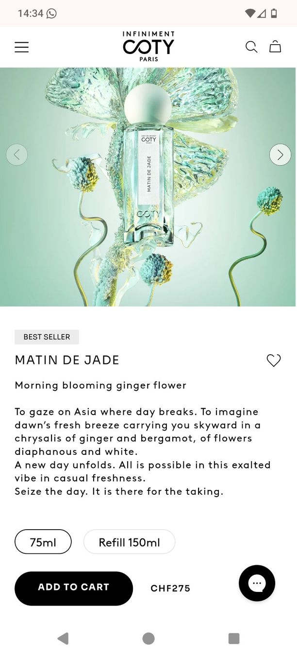 Kurkdjian Profumi & Eau de Toilette: coty infiniment matin du jade sample niche – Nuovo (secondo la descrizione) da Steinhausen venduto da nwe_t8nj 1