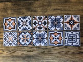 10 Stk. Kleber Aufkleber Kacheln tunesische Fliesen Mandala