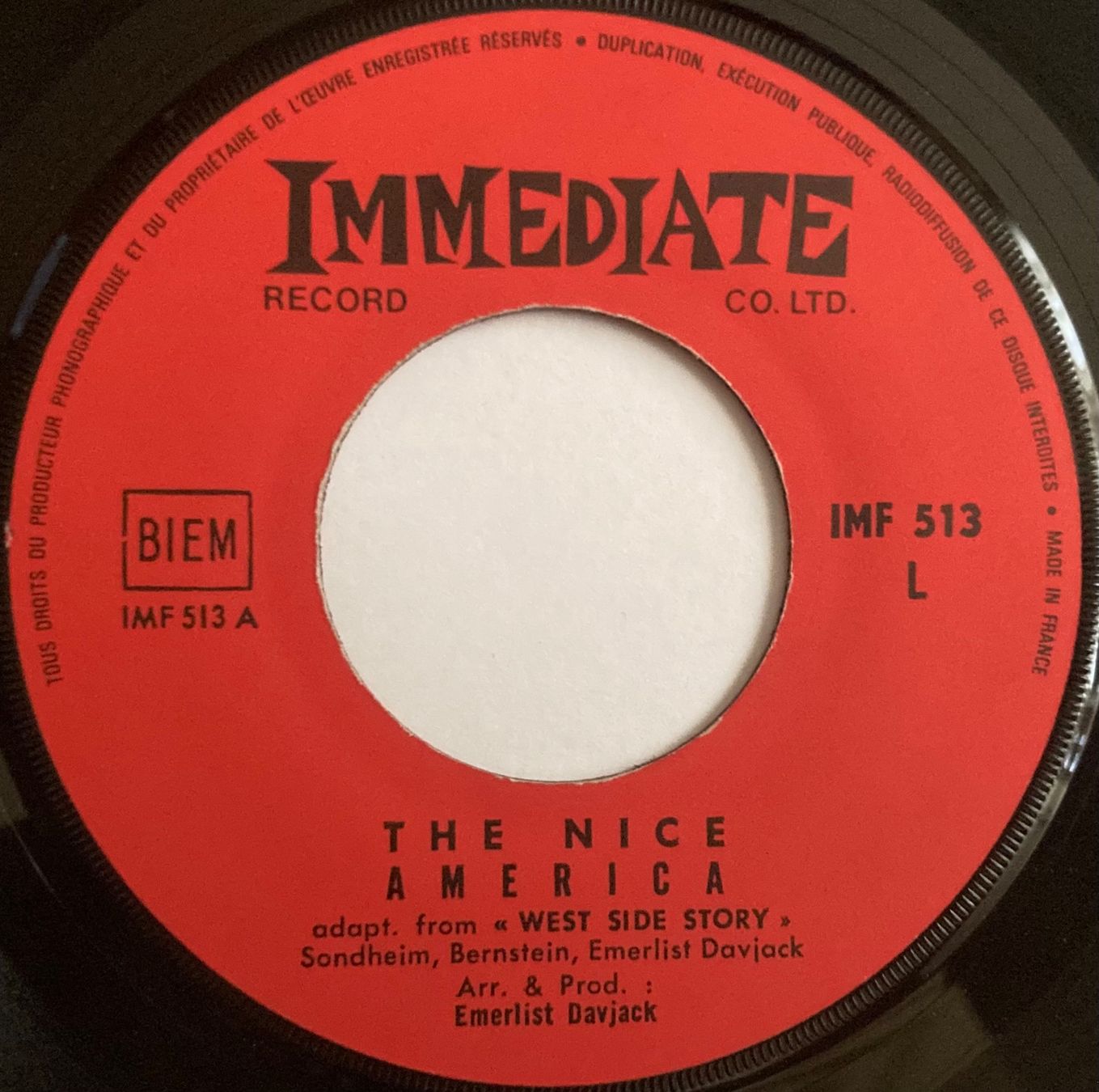 Dischi in vinile: THE NICE - AMERICA (2ND AMENDMENT) (ADAPTED FROM WEST SIDE S – Usato da Poliez-Pittet venduto da Newtown-Records 2