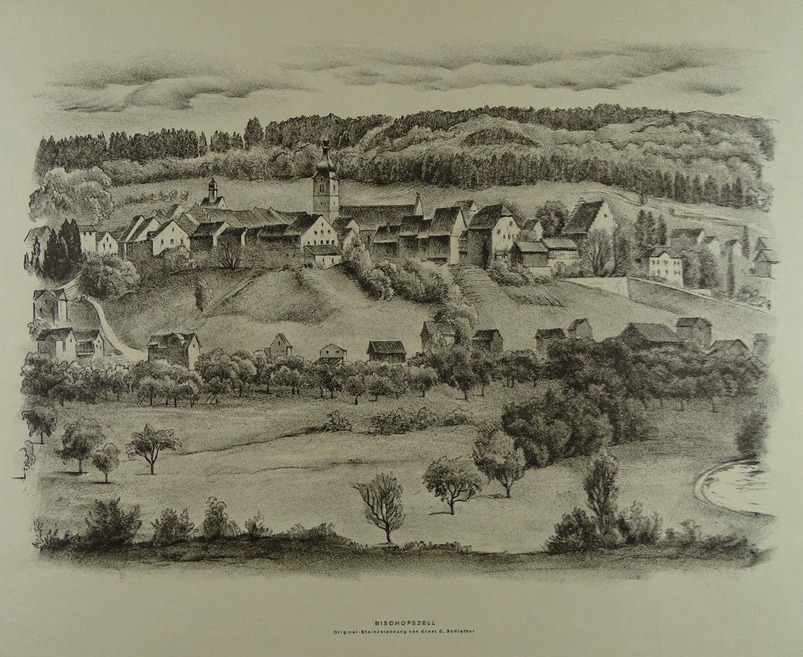 Grafica & Litografie: BISCHOFSZELL, LITHO VON E.E. SCHLATTER – Usato da Grüningen venduto da Kartensammler