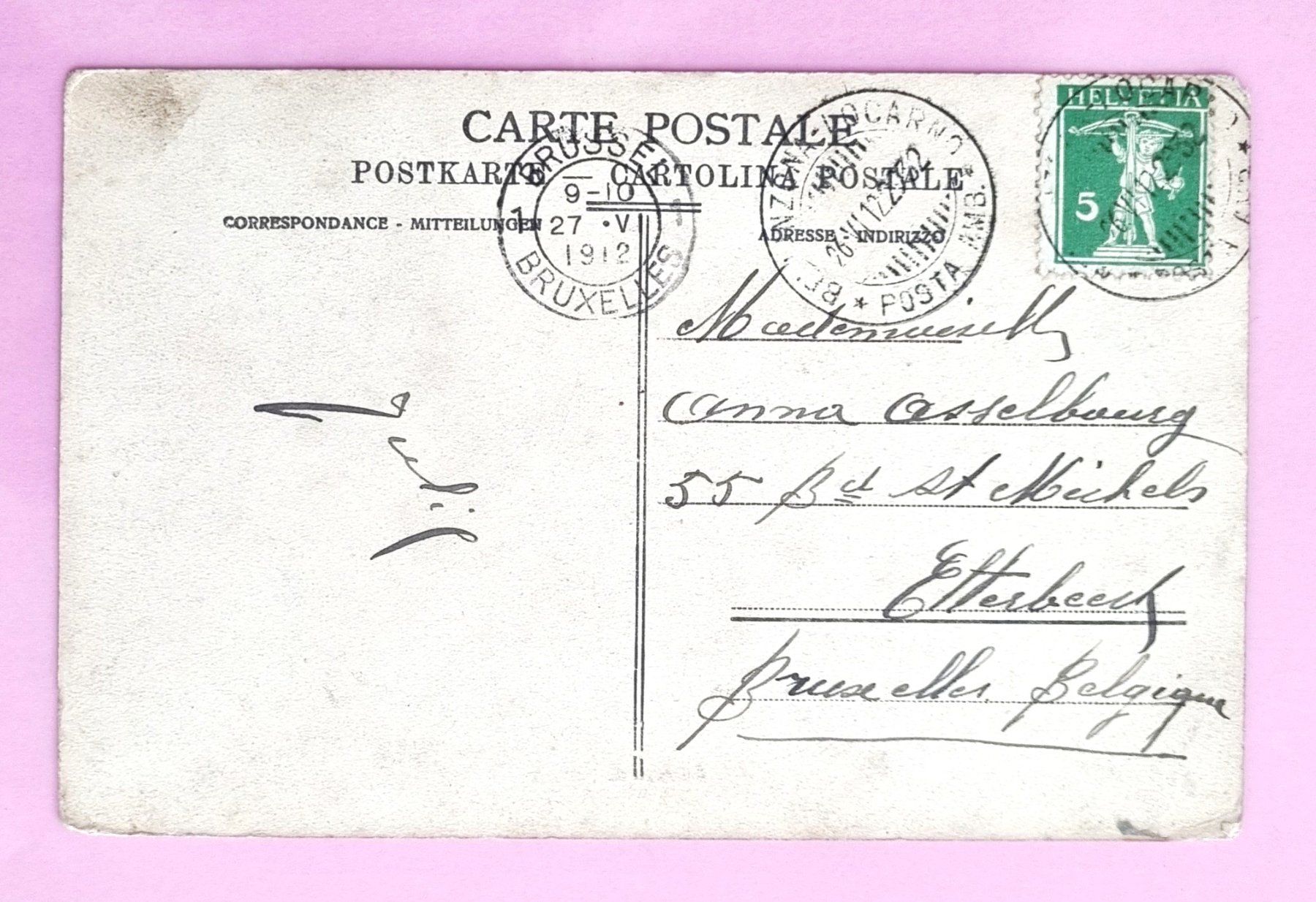 Cartoline postali: Locarno - Stadtpartie - Postauto - Bus - 1912 – Usato da Rothrist venduto da RROENK 1
