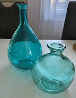 Schöne Glasvasen / Deko-Flaschen in Türkis (2er-Set)