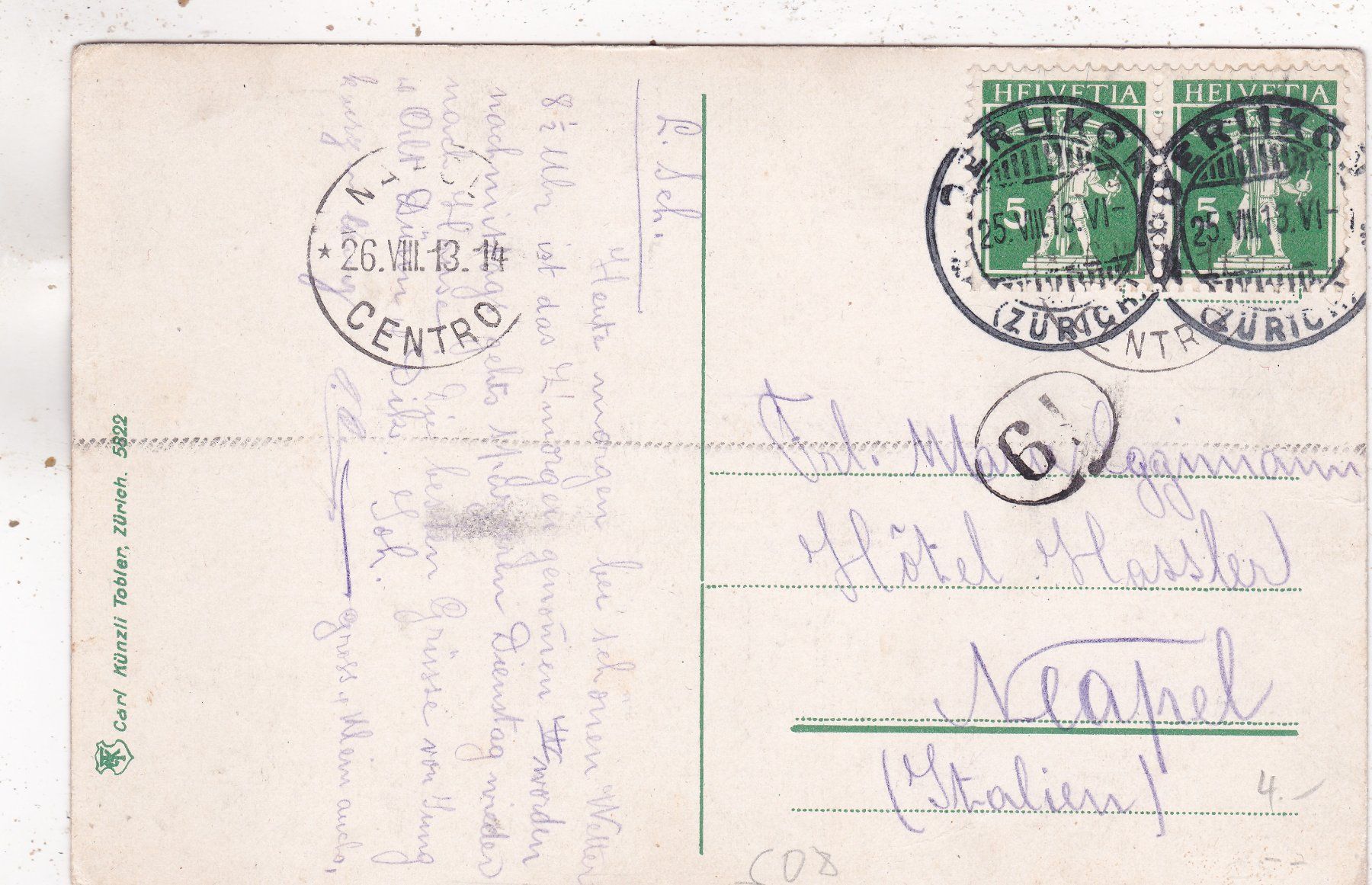 Cartoline postali: Zürich 1913 – Difettoso da Herisau venduto da Lisegrat2008 1