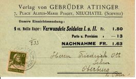 PK, Verlag von Gebrüder Attinger Neuchatel 1916