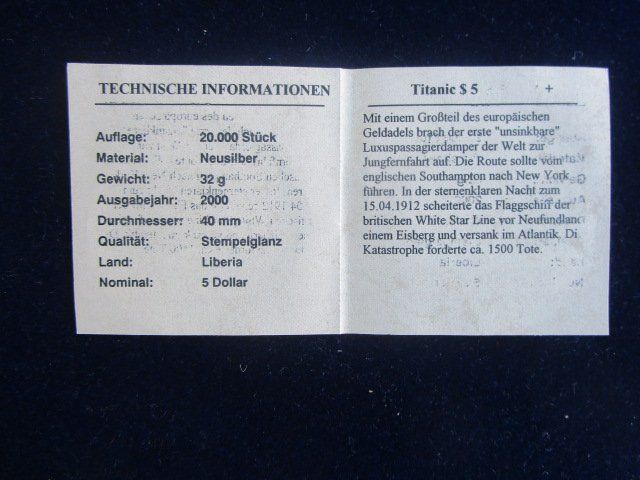 Medaglie: Medaille: Legenden der Seefahrt - TITANIC – Nuovo e nell'imballaggio originale da Luzern venduto da Horoskop1 4