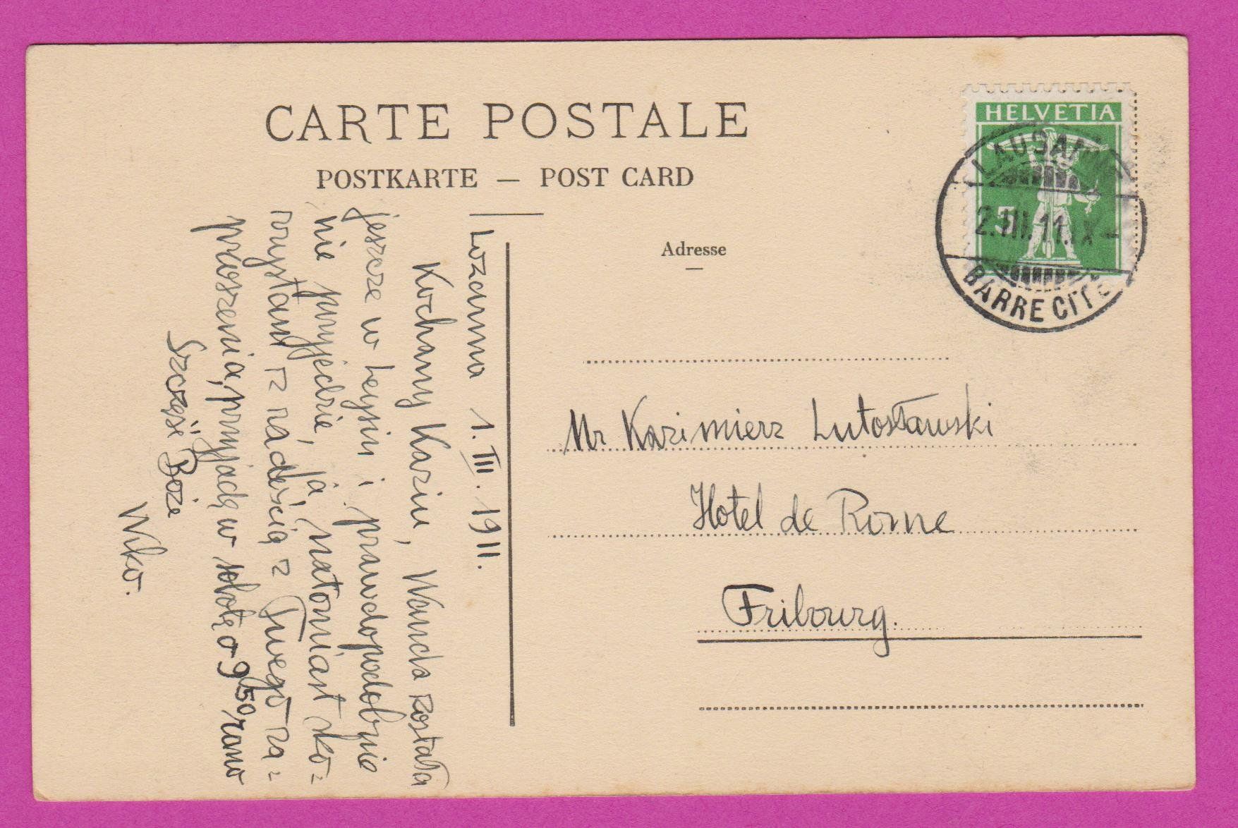 Cartoline postali: Lausanne   :   alte Ansichtskarte 1911 – Usato da Vitznau venduto da Ropaku 1