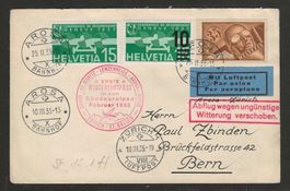 1935 : Flugpostkarte mit F6 ungezähnt, LP