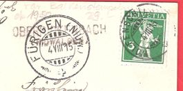 4.8.1915 Oberrickenbach NW/mit rarem Aushilfsstempel