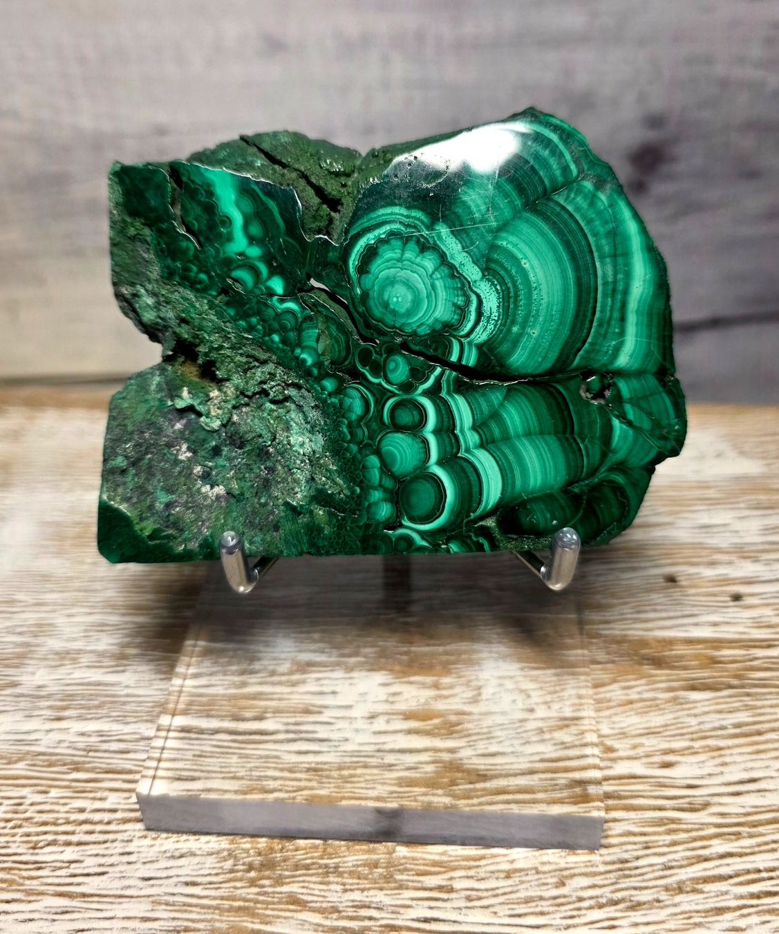 Minerali & Pietre curative: Malachit Scheibe auf Acrylstand 148g – Nuovo e nell'imballaggio originale da Matzingen venduto da Shay_Crystalz 1