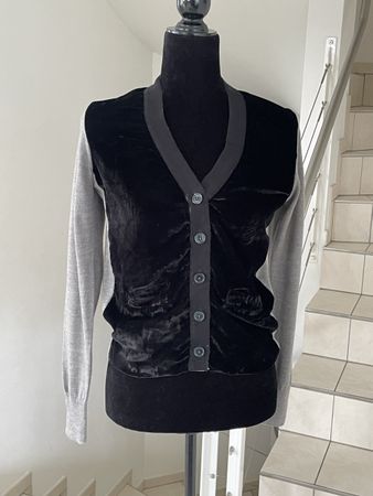 J Crew Cardigan Womens S Gray Black Colorblock Velour M