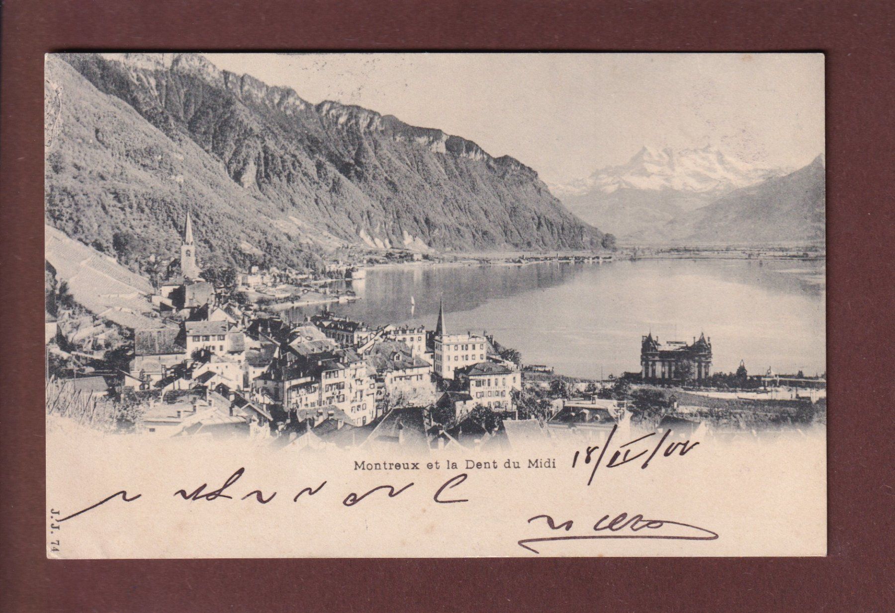 Cartoline postali: MONTREUX - Dents du Midi - 1900 – Usato da Pully venduto da nicecards