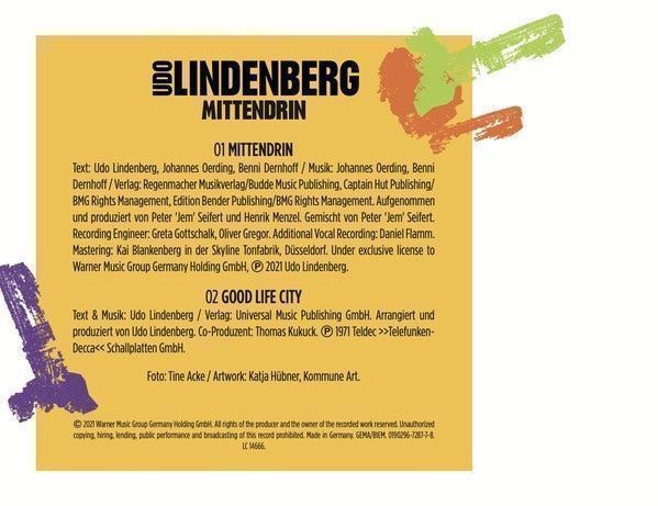 CD: UDO LINDENBERG (CD-Single) MITTENDRIN  FABRIKNEU! – Nuovo e nell'imballaggio originale da Zürich venduto da Tarafo5 1