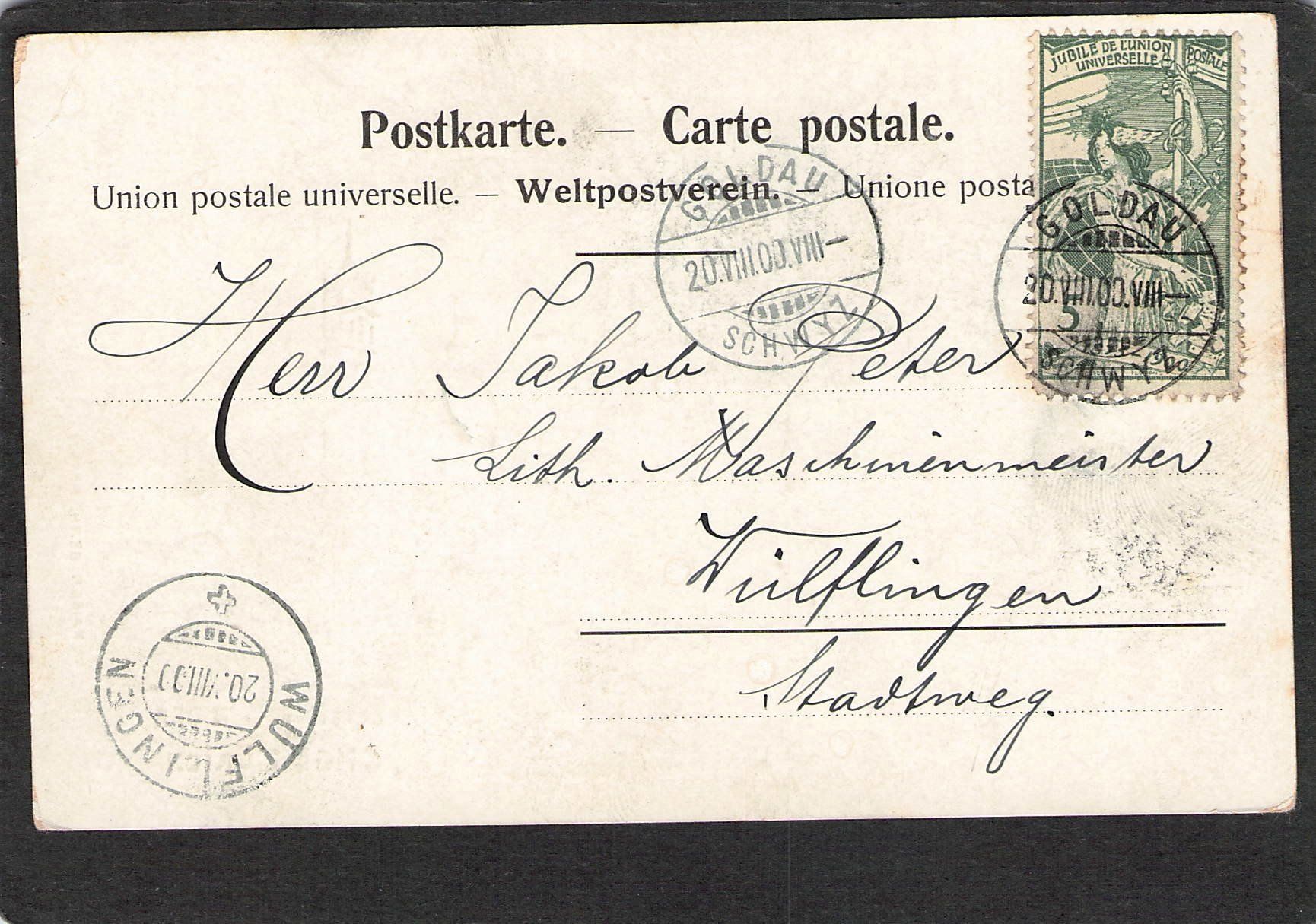 Ansichtskarten: ^K. Mossdorf, Kirche Enge 1900 UPU – Gebraucht aus Reichenburg von Pipo-67 1