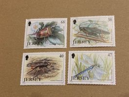 4 Jersey Insekten Briefmarken 2002, Top Zustand.