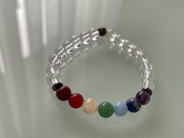Chakra Armband Bergkristall, rote Achat, citrin,aquamarin,
