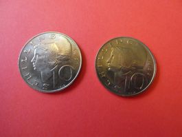 Oesterreich 1989/91, Set 2 x 10 Schilling unzirkuliert