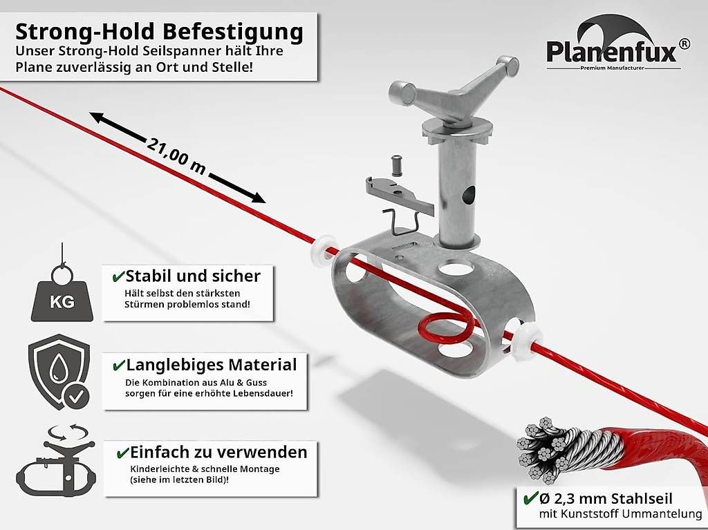 Ferramenta: Strong-Hold Drahtseilspanner-Set, 2mm, 21m Länge – Nuovo e nell'imballaggio originale da Baar venduto da Laedeli24-Baar 1