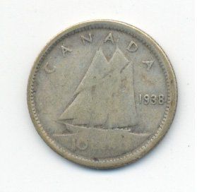 Tutti le monete: Kanada Canada 10 Cents 1938 – Usato da Au SG venduto da Zogu