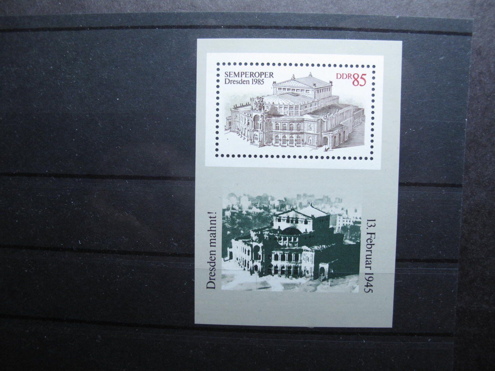 Alle Briefmarken: DDR 1985 Semper Oper Dresden Blk 80** – Gebraucht aus Wil SG von fva01