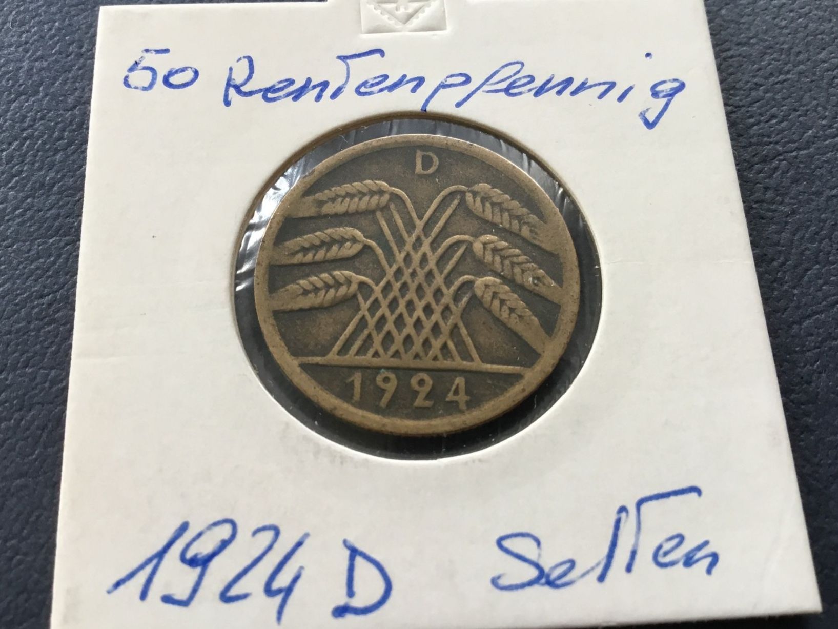 Tutti le monete: 50 Rentenpfennig 1924 D  selten – Usato da St. Margrethen SG venduto da alfapeugeot10