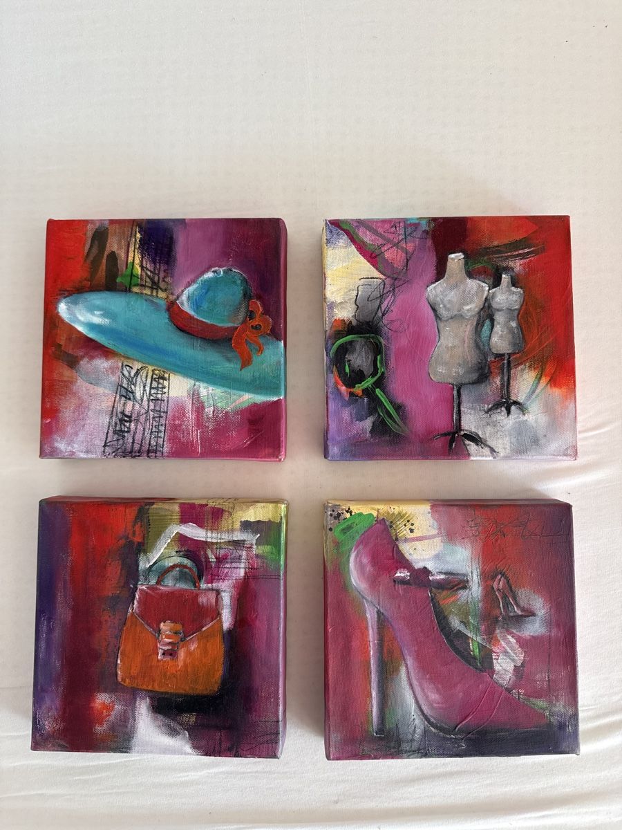 Foto & Immagini: 4 Acryl Bilder selbst gemalt, 20x20cm – Usato da Diepoldsau venduto da Bluesky1