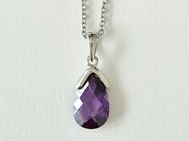 Eleganter Silber 925 Anhänger mit Amethyst, beruhigend - Neu