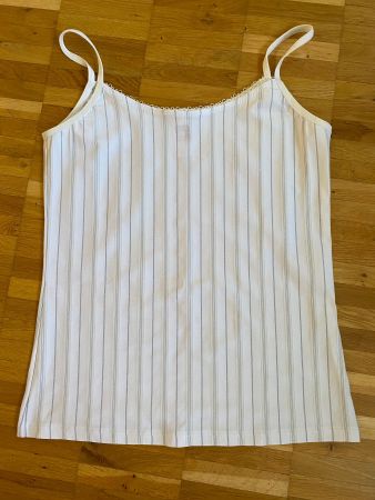 Mädchen Top T-Shirt Gr.170/176 weiss silber dünnen Streifen
