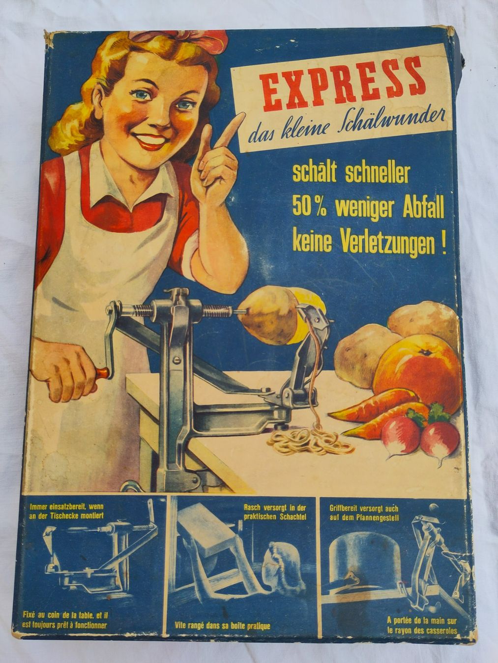 Küchengeräte: Museumsstück "Express Schälmaschine" Swiss made + Patent – Neu und originalverpackt aus Muttenz von Laeckerlihamschter