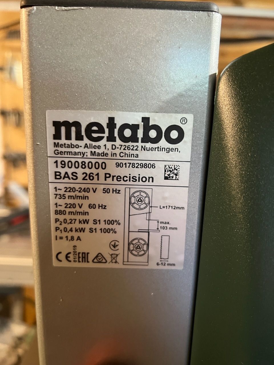 Metabo Sägen: METABO Bandsäge BAS 261 Precision – Gebraucht aus St. Gallen von  7