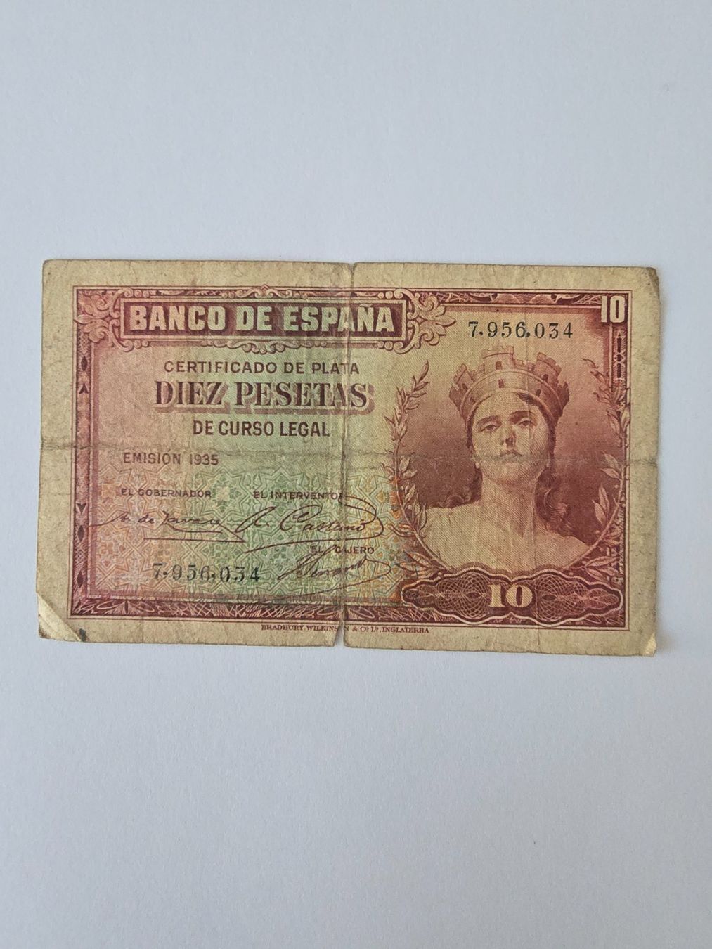 Banconote: 10 Peseten Spanien 1935 – Usato da Neuenhof venduto da brasvarela