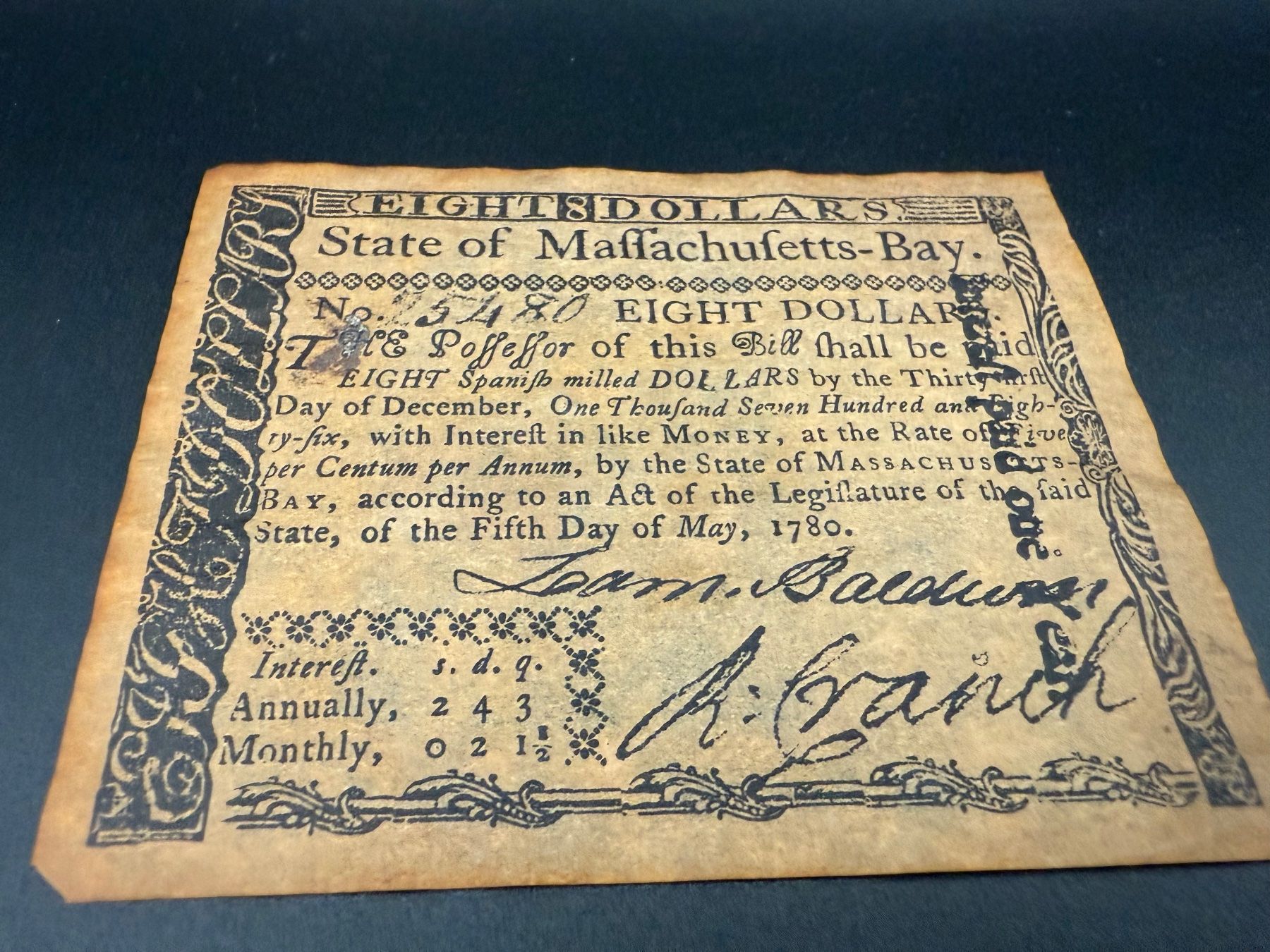 Banconote: US-Banknote 1780 – Eight Dollars original – Usato da Lamone venduto da LaCantinaMagica 6