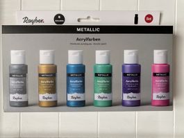 Rayher Metallic Acrylfarben Set, 6 Farben