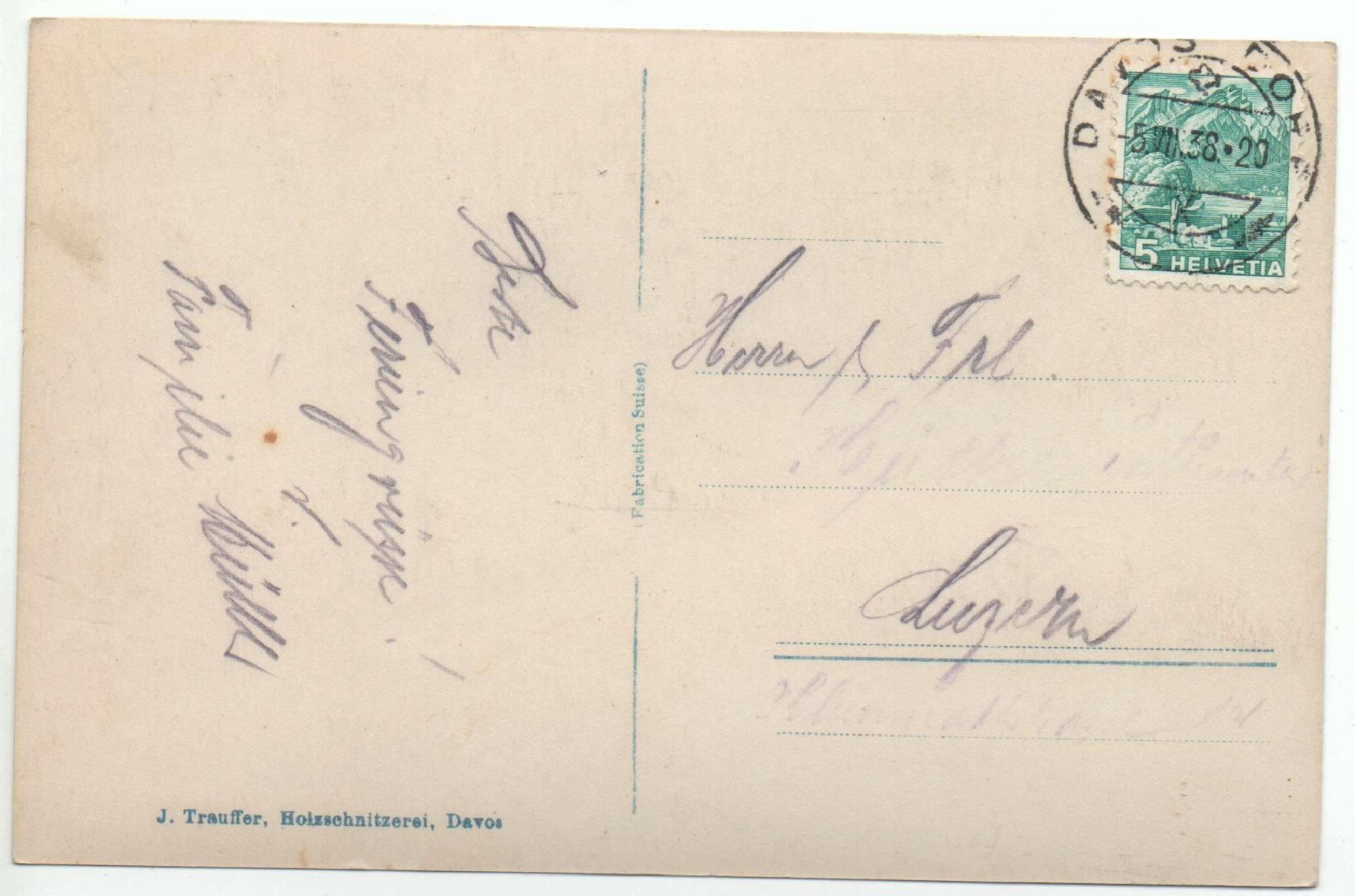Cartoline postali: DAVOS – Usato da Jona venduto da philajona 1