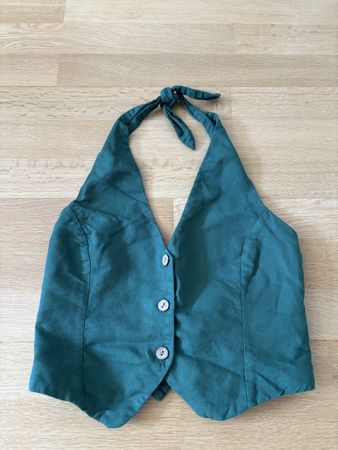 Zara Oberteil Gilet grün S rückenfrei 